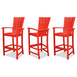 Polywood - POLYWOOD Quattro 3-Piece Bar Set, Sunset Red - With curved arms and a contoured seat and back for comfort, this set of three Quattro Adirondack Bar Chairs is ideal for dining and entertaining at your built-in outdoor bar. Constructed of durable POLYWOOD lumber available in a variety of attractive, fade-resistant colors, this all-weather bar chair will never require painting, staining, or waterproofing.