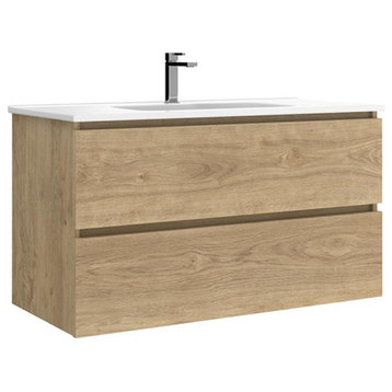 WS Bath Collections Flora C100 Flora 40" Wall Mounted Single - Natural Oak