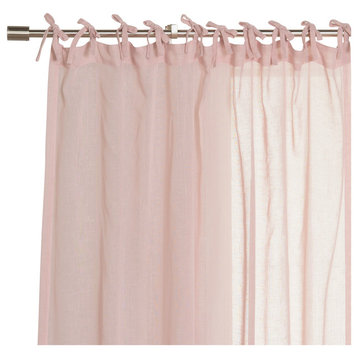 Linen Look Tie Top Curtains, Pink