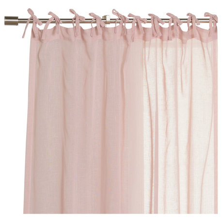 Linen Look Tie Top Curtains, Pink