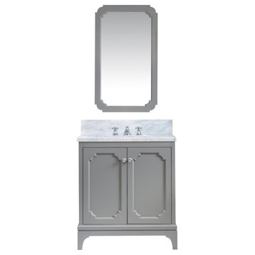 Queen 30 In. Marble Countertop Vanity in Grey with Mirror and Classic Faucet