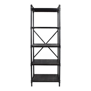 Lina Industrial Iron Five Shelf Bookcase - Industrial - Bookcases