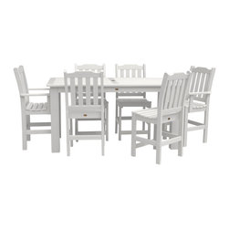 Highwood USA - Lehigh 7-Piece Rectangular Counter-Height Dining Set, White - Outdoor Pub And Bistro Sets
