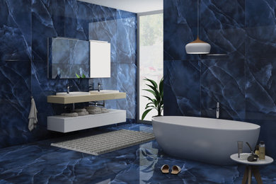 A Luxury Bathroom Design by Epsilon Tile Using our 60X120cm High Gloss Porcelain