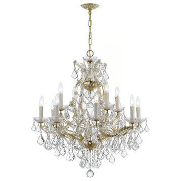Maria Theresa 13-Light 27" Traditional Chandelier in Gold with Clear Swarovski