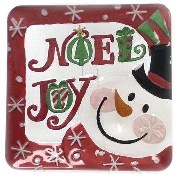 Tabletop SNOWMAN FUSION PLATE Glass Christmas 2009190 NOEL