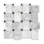 Carrara Marble Wide Big Basketweave Mosaic Tile Polished Venato Bianco, 1 sheet