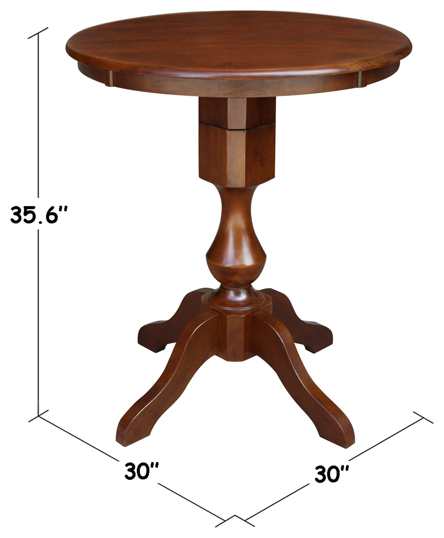 Round Top Pedestal Table, 30 Inch Round - Traditional - Indoor Pub And ...