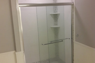 Inspiration for a mid-century modern bathroom remodel in Providence