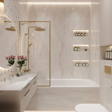 Modern Rectangular Built-in Solid Surface Bathtub Collection