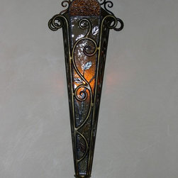 Iron and Glass Wall Mount - Wall Sconces