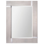 Renwil - Capiz Mirror - This modern mirror features a silver leaf finish highlighted with chrome corner accents. Mirror is beveled. This piece would look amazing in a Modern-style home. This wall mirror makes a grand statement in a living room, bedroom or entryway.
