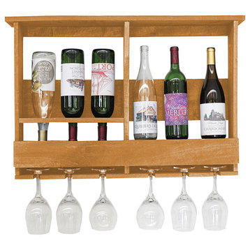 Farmhouse 6-Bottle Wine Shelf, Golden Oak