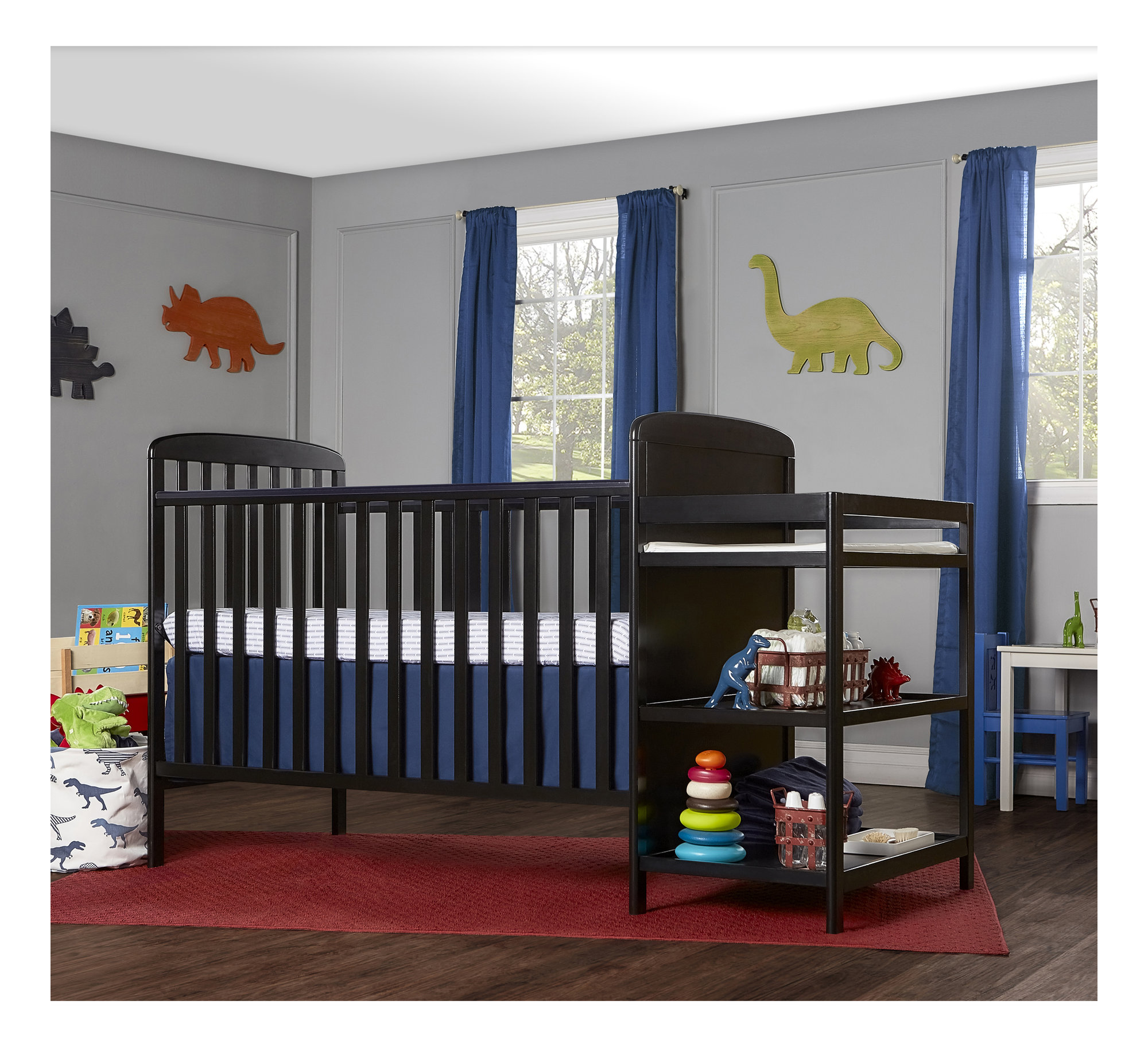 Dream On Me, Anna 4 in 1 Crib and Changing Table Combo, Black