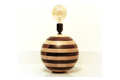 Round Wood Lamp Made With Maple & Walnut