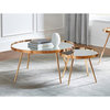 Contemporary Nesting Coffee Tables, Electroplated Golden Frame With Mirror Top