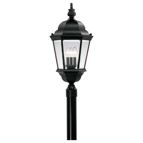 Black 3 Light 13" Cast Aluminum Post Lantern from the Abbington Collection