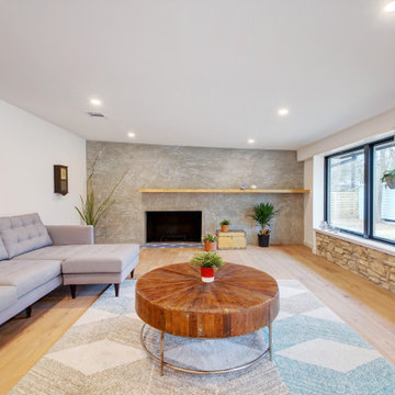 Mid-Century Bungalow Living Room and Fireplace