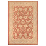 Bareens Designer Rugs - Bohemien Ziegler Karma Brown Tan Hand-Knotted Wool Rug - 10'5'' x 13'8'' - Enhance the ambiance of your home with this magnificent Persian-influenced Turkish hand-knotted rug made by skilled artisans capable of creating the most exceptional vegetable dyes and hand-spun wool. This exquisite handmade rug is a one-of-a-kind Peshawar Kafkaz, otherwise identified as Chobi, Chobi Peshawar, Oushak, or Ziegler rug. These handmade rugs are crafted in Pakistan utilizing superior-quality wool imported from Australia, New Zealand, and Korea in two types of weaves: the Persian weave and the Mori weave. This rug is meticulously crafted by hand using the finest natural vegetable dyes extracted from local plants. The artisans use a blend of hand-spun local and fine merino wool, resulting in a rug with a compelling texture, higher lanolin content, and longer staple. The artisans occasionally incorporate natural or artificial silk into the pile to enhance specific motifs. The finished product is an awe-inspiring execution of flawless design and an understated palette that exudes elegance.