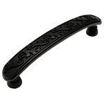Cosmas - Cosmas 4298FB Flat Black Floral Cabinet Pull - Manufacturer: Cosmas