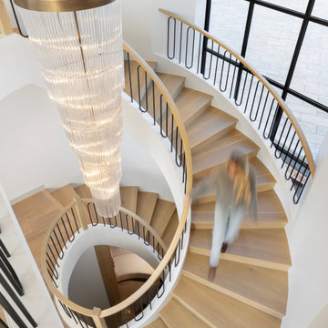 Interior - Circular Stair with Wood and Iron Balustrade