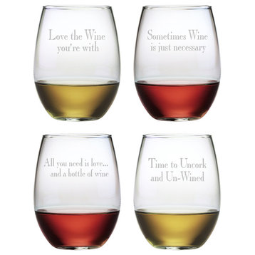 Say It With Wine 4-Piece Stemless Wine Glass Set