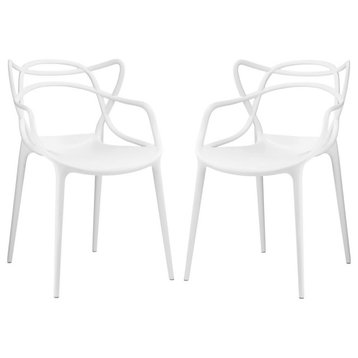 Modway Modway Entangled Dining Armchairs, Set of 2, White