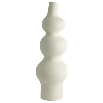 Elegant Modern White Minimalist Sculpted Vase Oversize 40" Large Textured