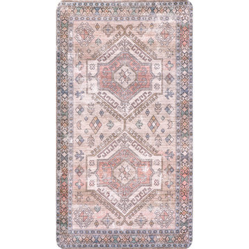 nuLOOM Mae Tribal Motif Kitchen or Laundry Comfort Mat, Peach 20" x 36"