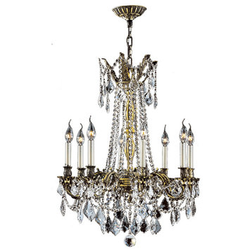 Windsor Chandelier D24"H30", 8 lights, (Painted) Antique Bronze Finish Clear Cry