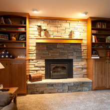 built in bookshelves/fireplace