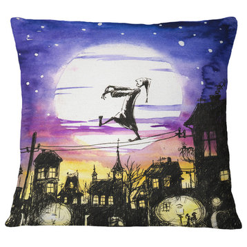 Sleepwalker in Moonlight Abstract Throw Pillow, 16"x16"