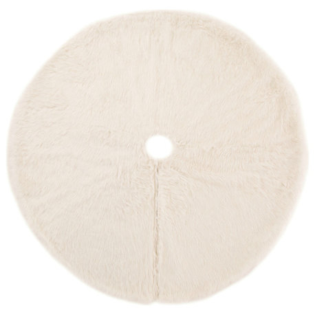 48"D White Plush Christmas Tree Skirt