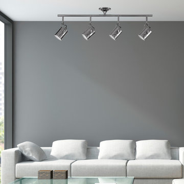 Wyatt 4-Light Track Lighting, Dark Shiny Pewter Finish, LED Bulbs Included
