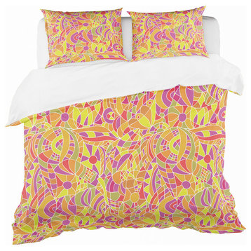 Hand-Drawn Abstract Pattern Modern Duvet Cover Set, King