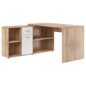 Beat Multi-Position Corner Desk, White Gloss Details, Left Corner