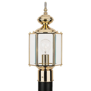One Light Outdoor Post Fixture-Polished Brass Finish - Outdoor - Posts