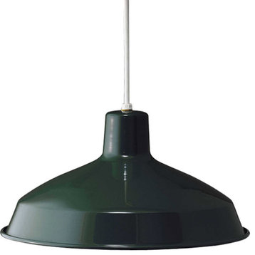 Metal Shade 1 Light Pendant, Dark Green, Standard Lamping