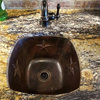 Aged Copper 15" Square Copper Kitchen Wet Bar Sink STAR Design Drain Included