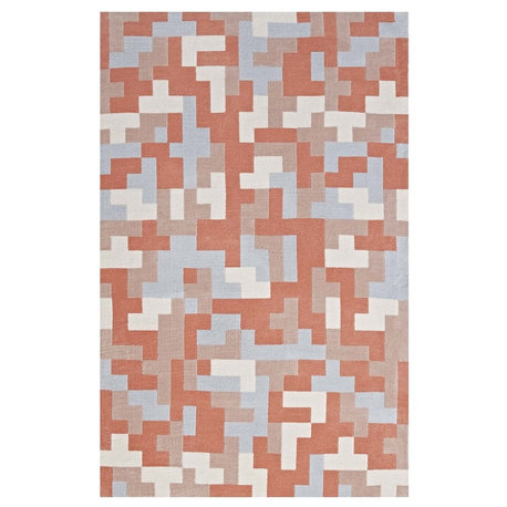 Modern Urban Living Area Rug Runner, Multi/Orange