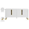 Florence Lacquer Sideboard/Buffet with Gold Finish, White