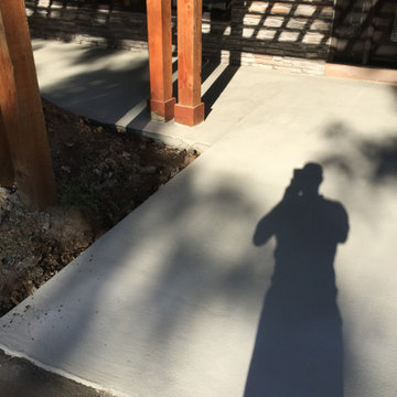 Flagstone Stamp Overlay Driveway with Natural Flagstone Sidewalk Added