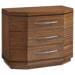 Lexington - Barnes Nightstand - This nightstand makes a great design statement in the bedroom, blending generous storage with a unique canted-front design. Each of the three oversized drawers offer the capacity of a standard dresser drawer, offering great flexibility in arranging the room.