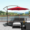WestinTrends 10' Outdoor Patio Cantilever Hanging Umbrella Shade Cover w/ Base, Red