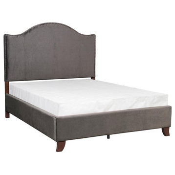 Lexicon Carlow Velvet California King Upholstery Bed, Gray