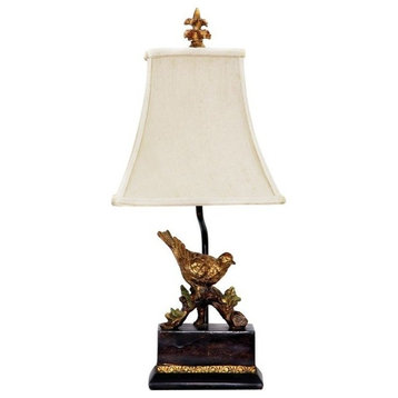 Perching Robin Table Lamp in Gold Leaf and Black