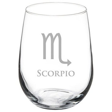 Wine Glass Goblet Horoscope Zodiac Birth Sign, 17 Oz Stemless, Scorpio