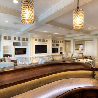 Elegant home theater photo in Providence