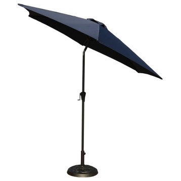 9' Pole Umbrella With Carry Bag and Base, Navy Blue