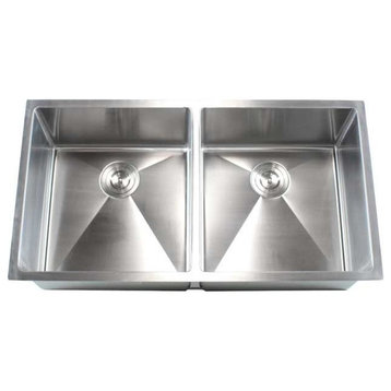 Stainless Steel Undermount 50/50 Double Bowl Kitchen Sink - 16 Gauge, Brushed St